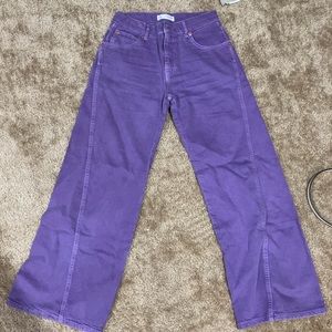 zara kids wide leg solid color jeans purple